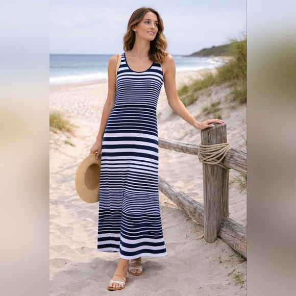 BB Collection Dresses & Skirts - 💙BOGO💙Striped Navy and White Maxi Dress